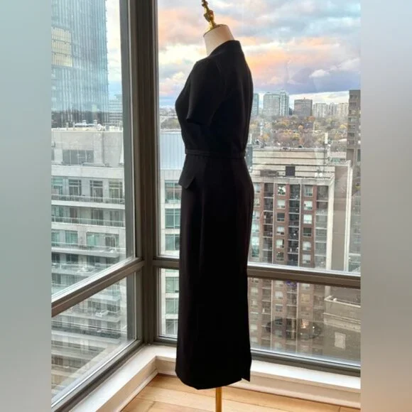 🆕 ROLAND MOURET 🧿 NWOT Belted Cady Midi Dress, Black - Sz UK 6 / US 2 - Picture 9 of 16